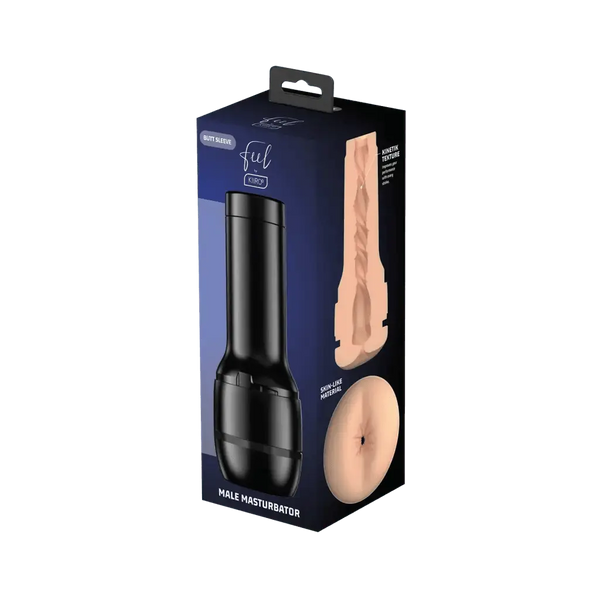 Kiiroo Feel Stroker Butt Masturbator in black casing shown with retail box and sleeve detail