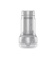 Kiiroo Pocket Stroker Crystal male masturbator, clear transparent body, upright front view