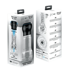 Kiiroo Powerblow Pocket Stroker Crystal interactive suction device in retail packaging, front and back views