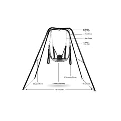 Labeled diagram of Extreme Sling and Stand showing dimensions: 85in wide, 58in depth