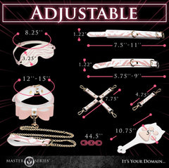 Labeled size diagram showing all Pink Kitty set pieces with measurements ranging from 5.75 to 15 inches