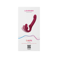 Lapis by Lovense app-controlled vibrating strapless strap-on packaging, front