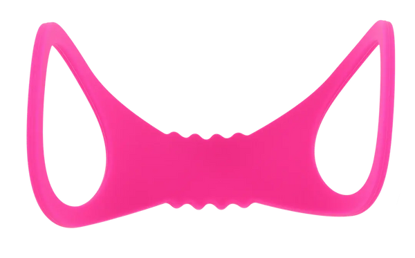 Large silicone cuffs stretched open, showing the flexible figure-eight form when in use
