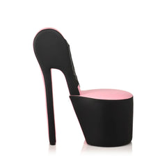 Lateral silhouette of Stiletto Sex Chair showing stiletto heel support and platform sole design
