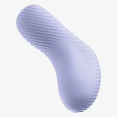 Close-up of Laya III textured ribbed silicone surface in lavender highlighting its tactile diagonal wave pattern