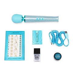 Le Wand All That Glimmers set contents: wand, pouch, cable, nail polish, glimmer, tattoos