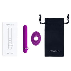 Le Wand Baton full kit: vibrator, ring attachment, instruction card, storage bag