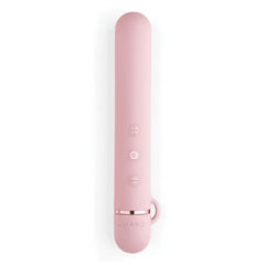 Le Wand Baton slim pink silicone vibrator showing three rose gold control buttons