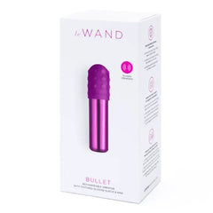 Le Wand Bullet rechargeable vibrator packaging showing product details and rumble vibrations feature