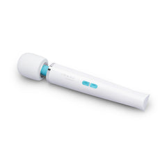 Le Wand Classique wand massager angled upward showing teal neck ring and silicone head