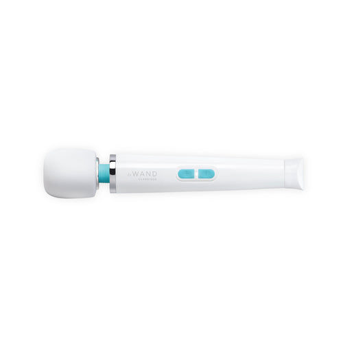 Le Wand Classique Petite cordless wand massager in white with teal control buttons