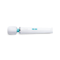 Le Wand Classique rechargeable wand massager shown at a low diagonal angle, white finish
