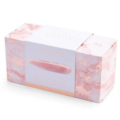Le Wand Crystal Wand rose quartz dildo in pink marble-print gift box packaging