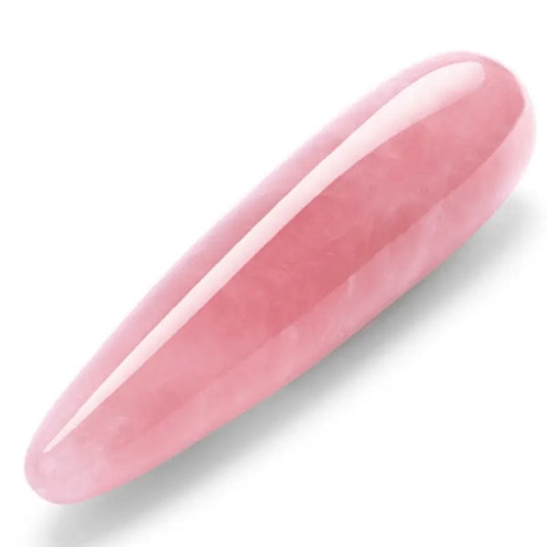Le Wand Crystal Wand rose quartz dildo with smooth polished surface and tapered oval shape