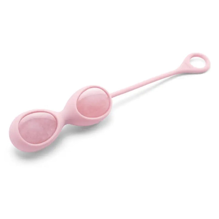LE Wand Crystal Yoni Eggs rose quartz kegel exerciser with pink silicone retrieval cord