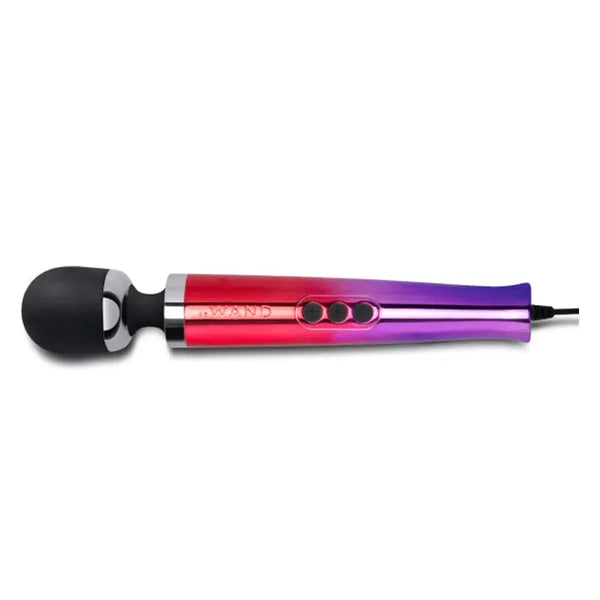 Le Wand Die Cast Plug-In Vibrating Massager in red-to-purple ombre metallic finish