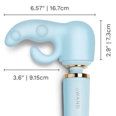 Le Wand Dual attachment dimensions: 6.57in wide, 2.9in tall, 3.6in base width