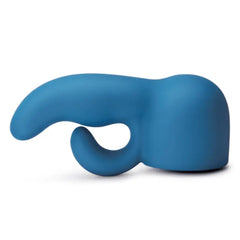 Le Wand Dual Petite blue silicone wand attachment, dual-arm curved design, front view