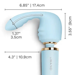 Le Wand Flexi attachment dimensions diagram showing 6.85 inch length and 3.55 inch height