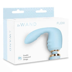 Le Wand Flexi attachment in retail packaging showing posable contoured design