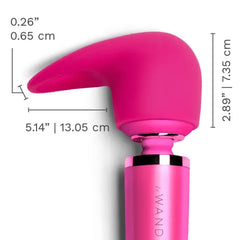Le Wand Flick attachment with dimension labels: 5.14in wide, 2.89in tall, 0.26in tip