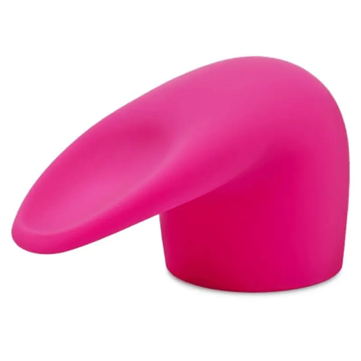 Le Wand Flick silicone attachment in pink with curved flexible tip, front view