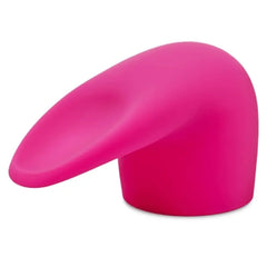 Le Wand Flick silicone attachment in pink with curved flexible tip, front view