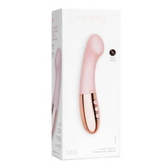 Le Wand Gee G-spot rechargeable vibrator in blush pink shown in retail packaging