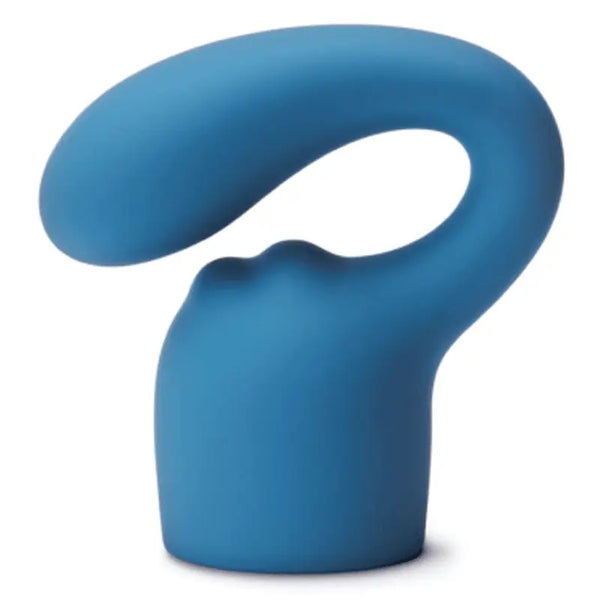 Le Wand Glider Petite silicone attachment in blue with curved arm and open loop design