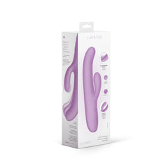 Le Wand Hither in retail box packaging displaying product features and curved rabbit silhouette