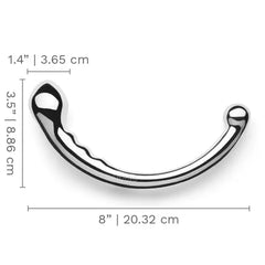 Le Wand Hoop with dimensions shown: 8 inches long, 3.5 inch insertable, 1.4 inch width