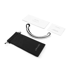 Le Wand Hoop unboxed contents including wand, black storage pouch, and care cards