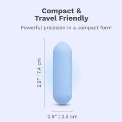 Le Wand Mini Vibe Bullet size diagram showing 2.9 by 0.9 inch compact dimensions