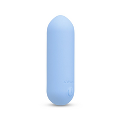 Le Wand Mini Vibe Bullet upright side view highlighting matte blue silicone finish
