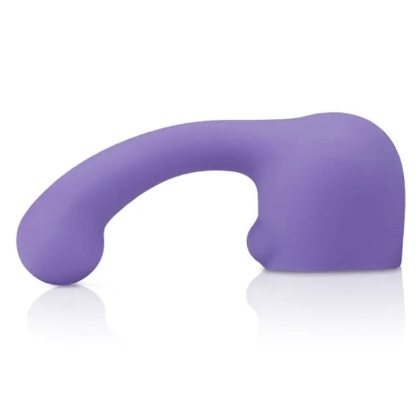 Le Wand Petite Curve Attachment in purple, curved silicone G-spot wand head, side view