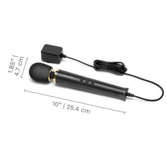Le Wand Petite massager with dimensions: 10 inches long, 1.85 inch head width