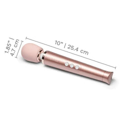 Le Wand Petite Massager with dimensions labeled: 10 inches long, 1.85 inch head