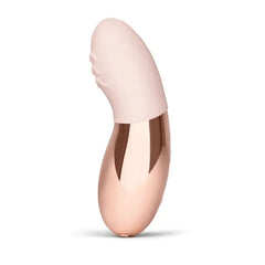 Le Wand Point contoured lay-on vibrator showing curved ergonomic silicone tip profile
