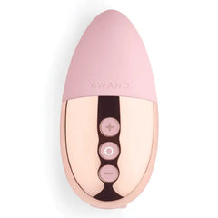 Le Wand Point rose gold rechargeable vibrator, front view showing three control buttons