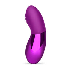 Le Wand Point vibrator standing upright showing curved silicone head and reflective metallic lower section