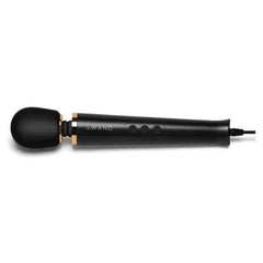 Le Wand Powerful Petite Plug-In Massager in matte black with gold accent ring