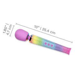 Le Wand Rainbow Ombre Petite Massager dimensions: 10 inches long, 1.85 inch head