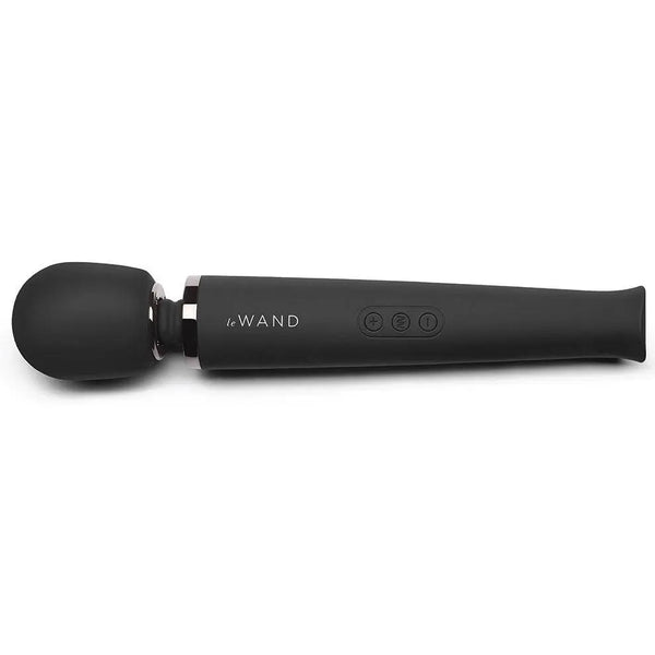 Le Wand Rechargeable Vibrating Massager in matte black with rounded silicone head