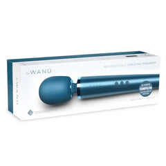 Le Wand Rechargeable Vibrating Massager Pacific Blue shown in retail packaging box