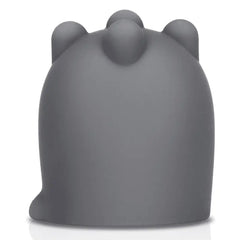 Le Wand Shiatsu silicone massage attachment in charcoal grey, front view showing rounded bear-like shape