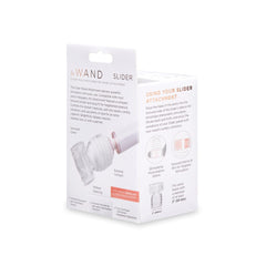 Le Wand Slider packaging back panel with usage instructions, diagrams, and compatibility details