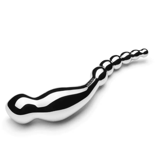 Le Wand Swerve stainless steel dildo with curved body and graduated beaded end