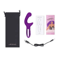 Le Wand XO complete kit with storage pouch, USB cable, and instruction booklet