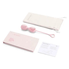 LE Wand yoni eggs displayed with linen storage pouch, guidebook, and care card