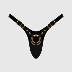 Leatherette Harness Fabulous front view displaying gold O-ring and adjustable buckle straps